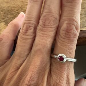 James Avery 925 Remembrance Birthstone Ring - July ruby